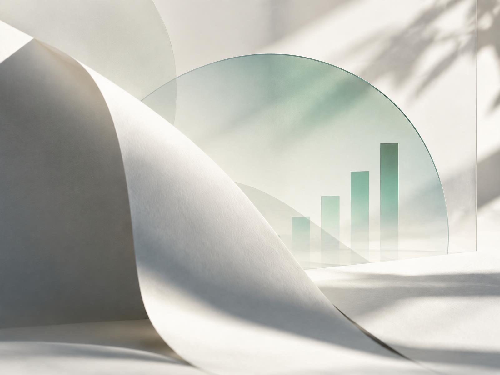 Abstract light composition with a rising performance chart